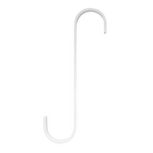 S Hook 7 Inch WHITE utility hook with smooth white finish, ideal for hanging items in home storage or garden organization systems.