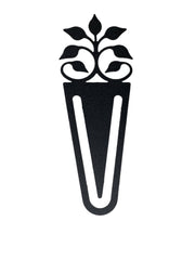 Leaf Fan Bookmark -Textured in black metal with a decorative leaf design, ideal for marking pages in books or planners.