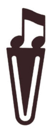 Bronze music note bookmark shaped like a paperclip with a musical note design, ideal for music lovers and office use.