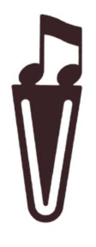 Bronze music note bookmark shaped like a paperclip with a musical note design, ideal for music lovers and office use.