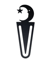 Close-up of Moose & Star Bookmark -Textured featuring a sleek black finish and celestial-themed cutout for office or reading use.