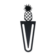 Textured pineapple-shaped metal bookmark with a black finish, ideal for marking pages in books. Stylish and durable for home or office use.