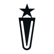 Star Bookmark -Flat Black made of metal with a star-shaped top and sleek black finish, ideal for marking pages in books or planners.