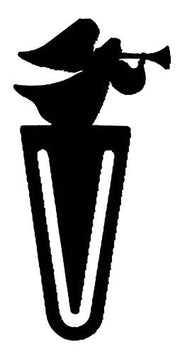 Angel Bookmark -Textured in black finish with a cutout angel figure, perfect for office or home reading accessories.