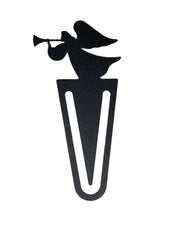 Angel Bookmark -Textured metal clip with trumpet-playing angel silhouette, ideal for marking pages in books or planners.