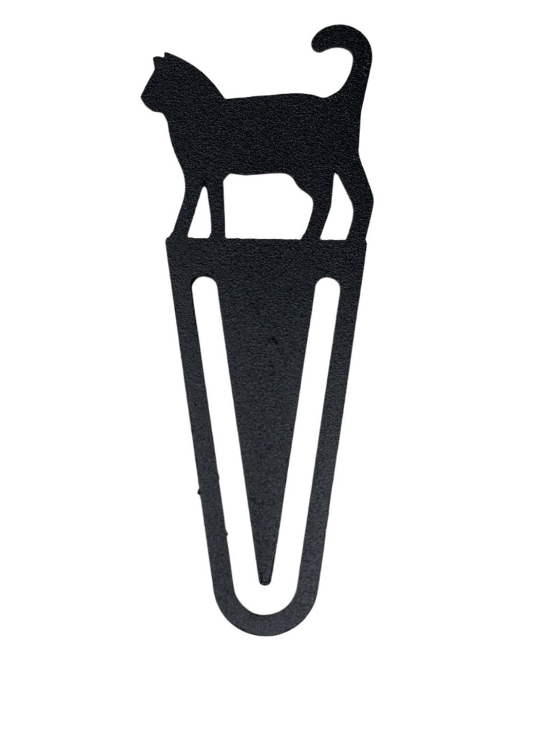 Cat Bookmark -Textured in black metal with a silhouette of a cat on top, ideal for marking pages in books or planners.