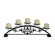 Victorian Table Top Pillar Candle Holder with five round candle platforms and ornate floral metalwork, ideal for elegant home decor.