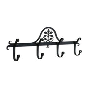 Leaf Fan Coat Bar with decorative floral design and five sturdy hooks, ideal for hanging coats or towels in home entryways or bathrooms.