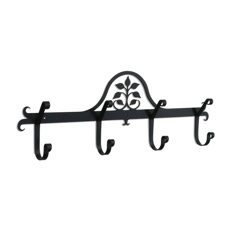 Leaf Fan Coat Bar with decorative floral design and five sturdy hooks, ideal for hanging coats or towels in home entryways or bathrooms.