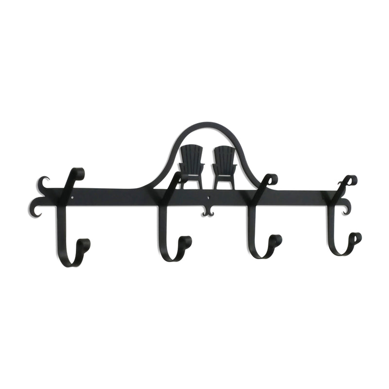 Adirondack Coat Bar with decorative Adirondack chair design and five sturdy hooks, ideal for rustic home and garden decor.