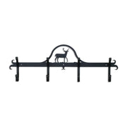 Deer Coat Bar towel rack with black metal finish and decorative deer silhouette, ideal for rustic home decor in coat and hat rack category.