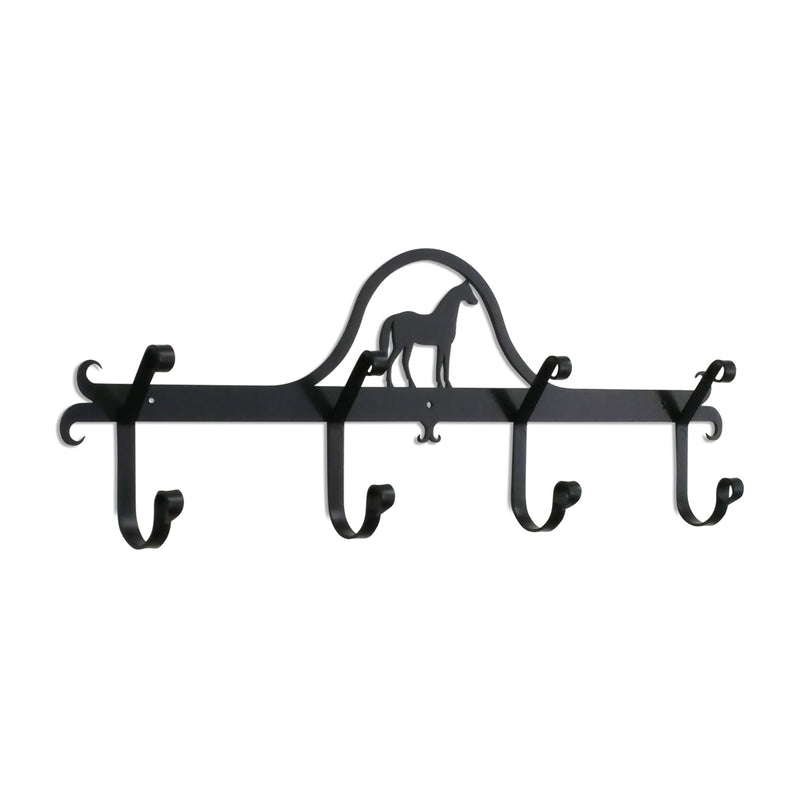 Standing Horse Coat Bar with five decorative hooks and a horse silhouette, ideal for rustic home decor in the coat and hat racks category.
