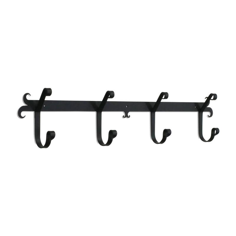 Plain Coat Bar with 5 decorative black metal hooks for hanging coats or towels, ideal for home and garden decor organization.