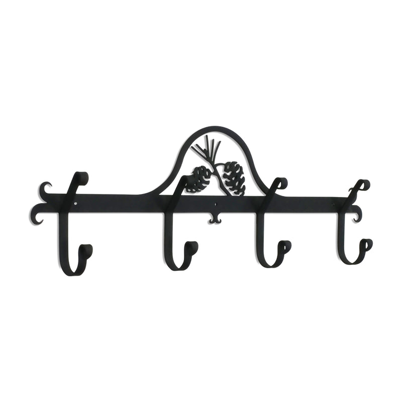 Pinecone Coat Bar with 5 decorative hooks and pinecone design, ideal for rustic home decor in entryways or mudrooms.