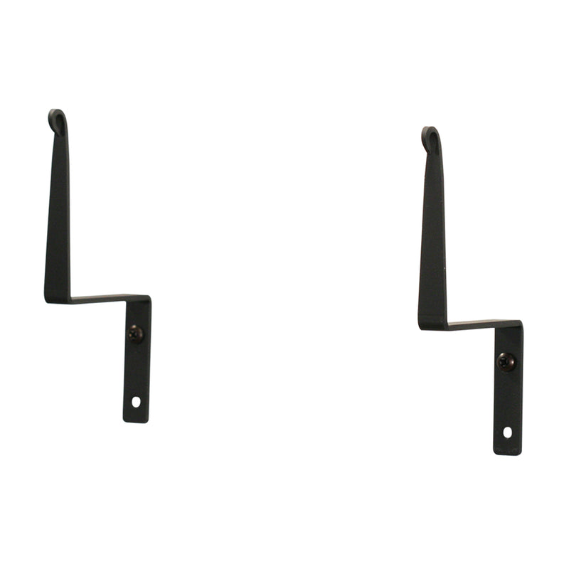 Plain Curtain Swags Set - Simple Design in black metal, featuring two L-shaped brackets with top loops for elegant window treatment support.