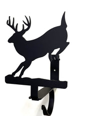 Side view of Running Deer Curtain Shelf Bracket showing sturdy metal construction and deer design, great for decorative window treatments.