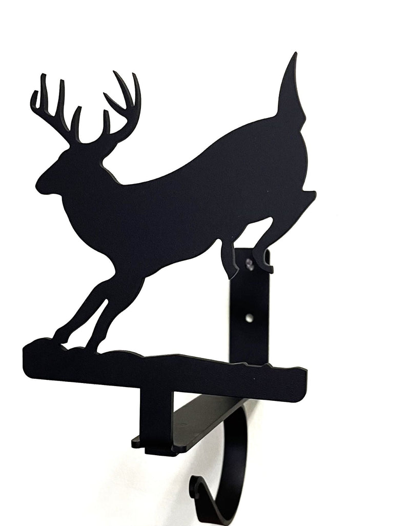Side view of Running Deer Curtain Shelf Bracket showing sturdy metal construction and deer design, great for decorative window treatments.