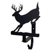 Black metal Running Deer Curtain Shelf Bracket featuring a detailed deer silhouette, perfect for nature-themed curtain rod support.