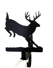 Close-up of Running Deer Curtain Shelf Bracket with intricate deer cutout, designed for stylish curtain rod mounting in rustic interiors.
