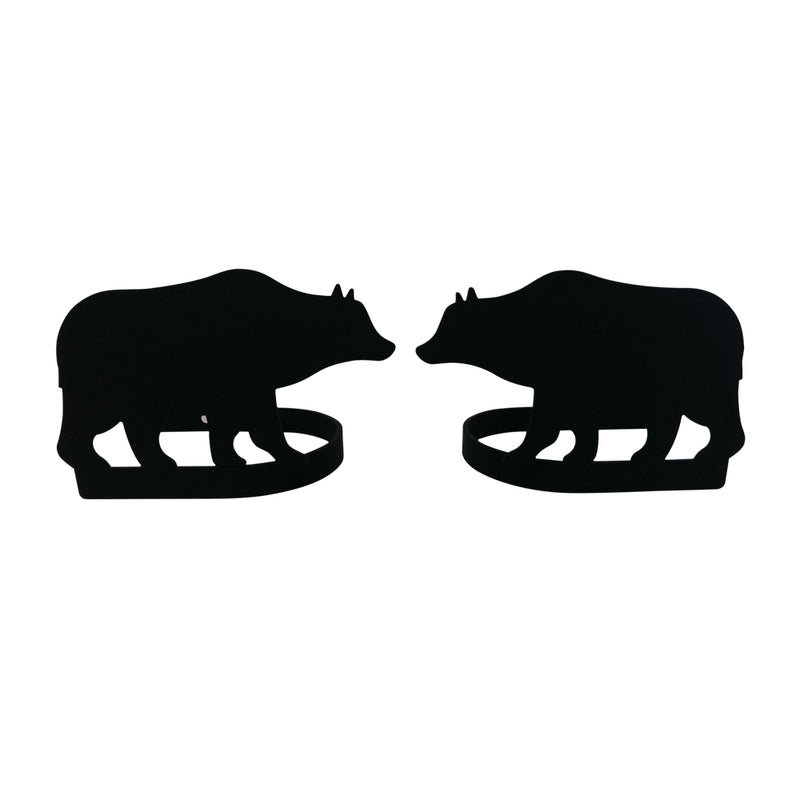Bear Curtain Tie Backs (pair) in black metal silhouette design, ideal for rustic or woodland-themed window decor in home and garden settings.