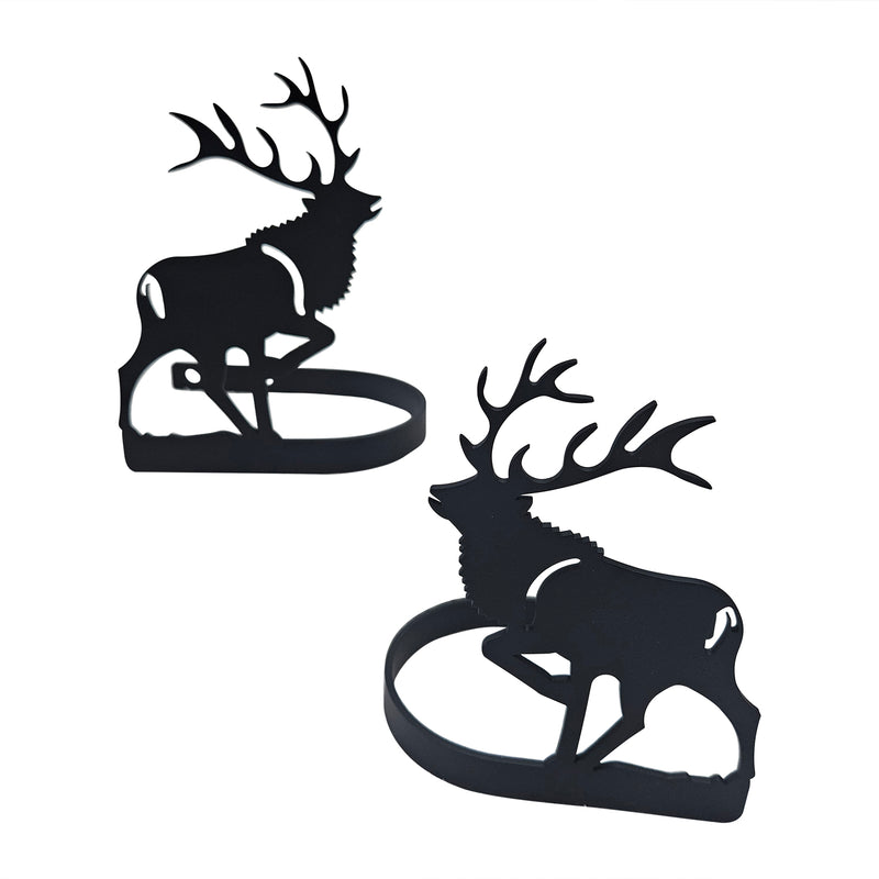 Stylish Elk Curtain Tie Backs - Curtain Tie Backs | Durable Design with black elk cutouts, perfect for securing curtains with a woodland touch.