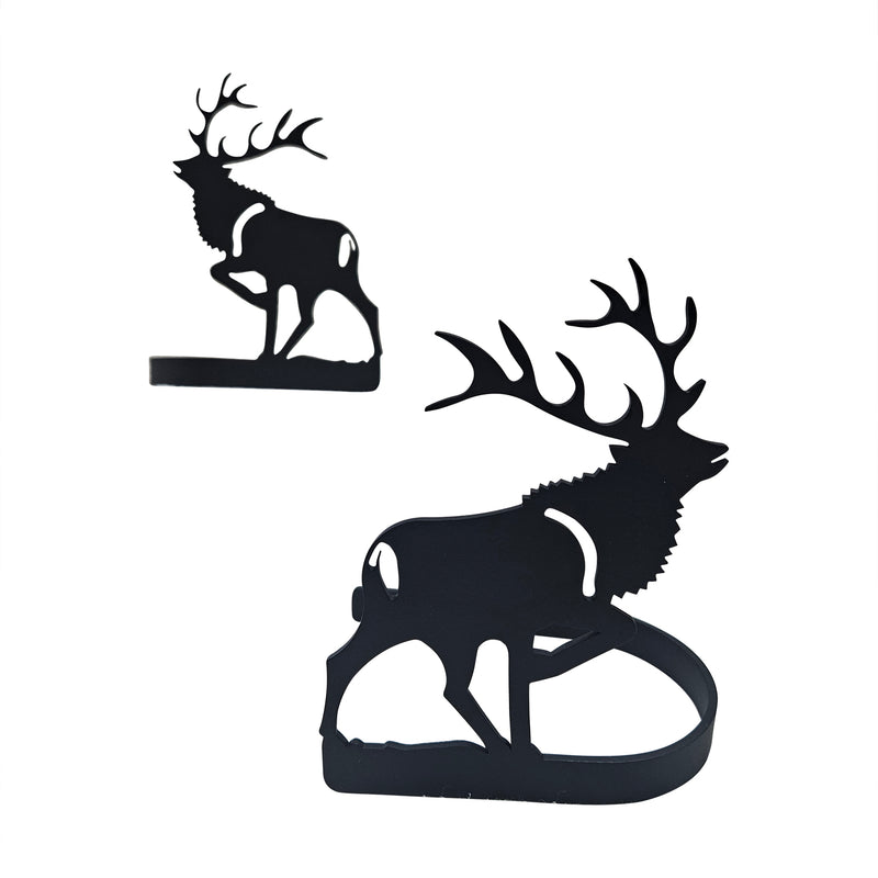 Rustic Elk Curtain Tie Backs - Curtain Tie Backs | Durable Design with black elk figures, great for enhancing lodge-style window treatments.