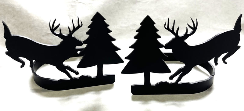 Rustic-style Running Deer & Pine Curtain Tieback pairs with forest-inspired design, perfect for lodge or woodland-themed curtain holdbacks.