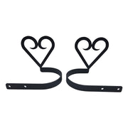 Decorative Heart Curtain Tiebacks - Home Decor Pair with curved metal arms and heart scroll design, perfect for modern or rustic interiors.