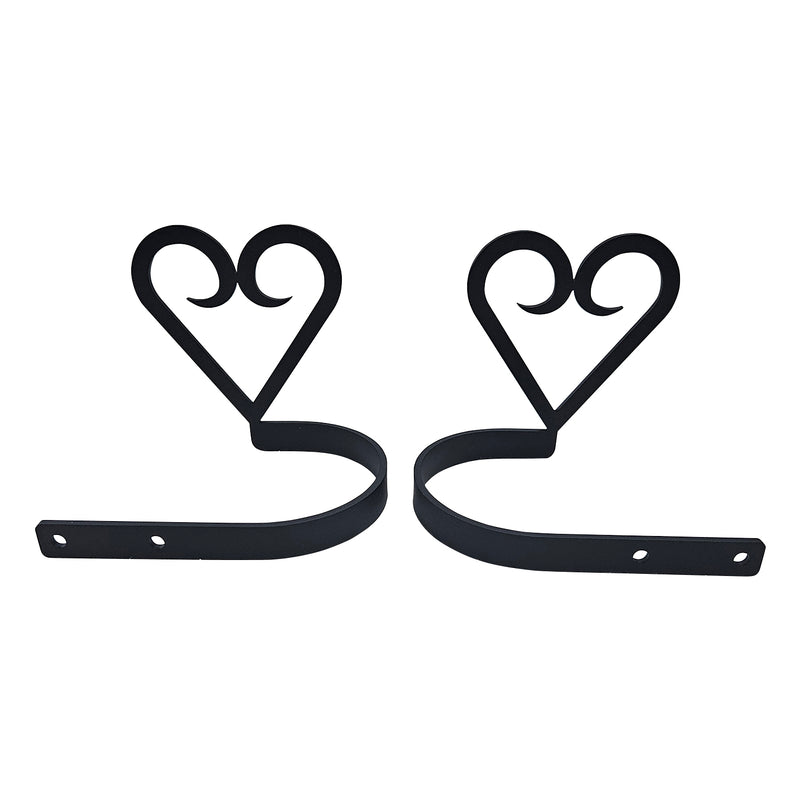 Decorative Heart Curtain Tiebacks - Home Decor Pair with curved metal arms and heart scroll design, perfect for modern or rustic interiors.