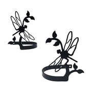 Dragonfly Curtain Tie Backs - Elegant Window Accessory featuring black metal dragonfly design with leaf detail, ideal for stylish curtain holdbacks.