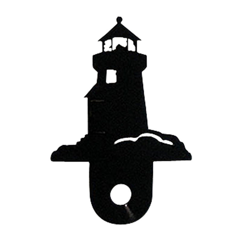 Lighthouse Silhouette Cabinet Door knob in black metal, offering a stylish modern look for kitchen or bathroom cabinets.