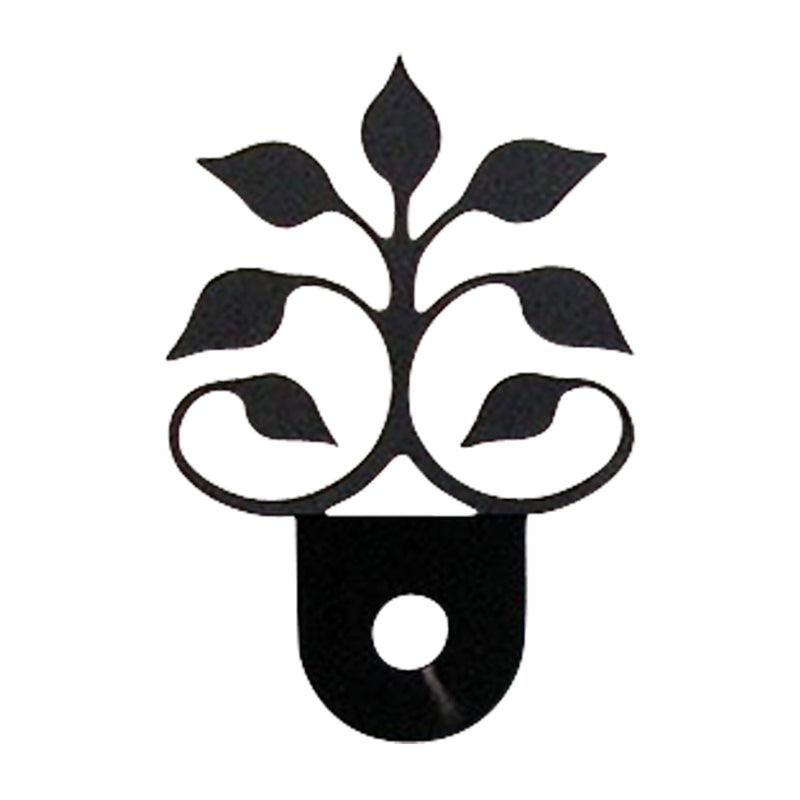 Leaf Fan Cabinet Silhouette Door knob in black metal, measuring 1 7/8" W x 1 3/8" H, ideal for elegant cabinet hardware upgrades.