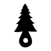 Pine Tree Cabinet Door Silhouette in black metal, 7/8 In. W x 2 1/4 In. H, ideal for rustic cabinet knob decor in kitchens or holiday themes.