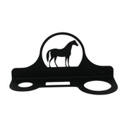 Efficient Horse Dryer Rack with horse silhouette design and multiple circular openings for drying various horse hair tools.