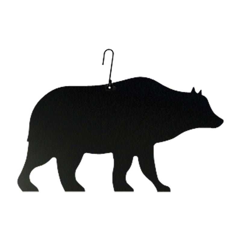 Bear Silhouette Hanging Decoration in black metal with top hook, 14x10 3/8x3/64 in., ideal for rustic home or garden wall décor.
