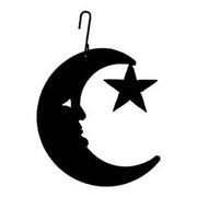 Black Moon and Star Decorative Hanging Silhouette with crescent moon and star cutout, perfect for seasonal home and garden hanging decorations.