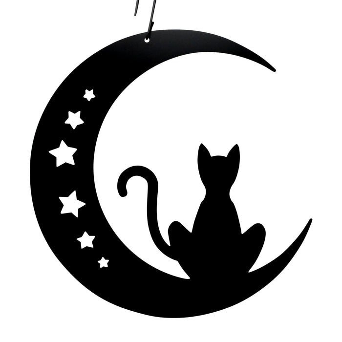 Silueta colgante decorativa de gato y luna