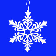 Snowflake Floral Design WHITE hanging décor with intricate cutout pattern, ideal for winter-themed home and garden decoration.
