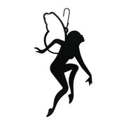 Garden Fairy Silhouette - Hanging Decoration in black metal, features a whimsical fairy with wings and hook for easy outdoor garden display.