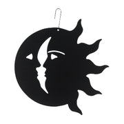 Sun Moon Hanging Silhouette - Unique Wall Decor featuring a dual-face celestial design with hook for easy display in home or garden settings.