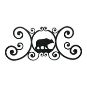 Bear Door Plaque - Perfect Entryway Decor featuring a black metal bear silhouette with ornate scrollwork, ideal for rustic home entrances.