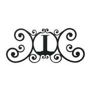 House Plaque Letter I - House Plaque Letter | 24x11 Inches in black metal with ornate scroll design, ideal for outdoor home decor.