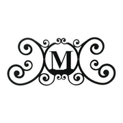 House Plaque Letter M Sign - 24 Inches with ornate scroll design, ideal for outdoor home decor and enhancing curb appeal.