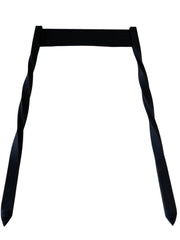 Black metal Boot Scraper with twisted legs and horizontal bar, durable design for outdoor shoe cleaning in home and garden use.