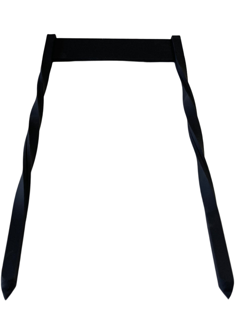 Black metal Boot Scraper with twisted legs and horizontal bar, durable design for outdoor shoe cleaning in home and garden use.