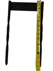 Boot Scraper with twisted metal legs shown with measuring tape, highlighting approximately 12-inch height for effective shoe cleaning.