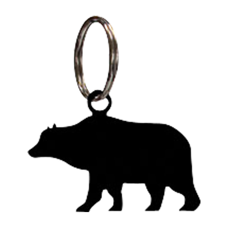 Black Bear Keychain - Compact silhouette with flat black finish, ideal for handbags or wallets in apparel accessories.