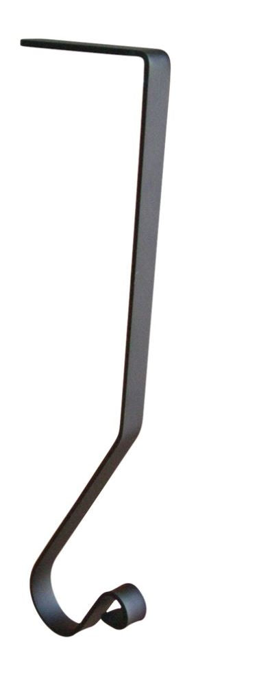 Durable 11 In mantel hook with sturdy black metal design, ideal for hanging holiday stockings on mantels. Measures 1/2 In W x 10 In H.