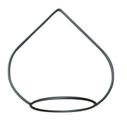 Minimalist Tear Drop Plant Holder in black metal, ideal for supporting potted plants in modern garden or indoor decor setups.