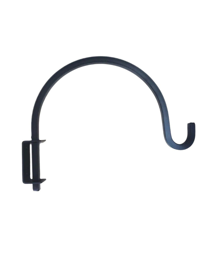 Black Plant Hanger 13 1/2 Inch with 3 1/4 in. Bracket, ideal for outdoor garden use. Durable metal hook for hanging planters or baskets.